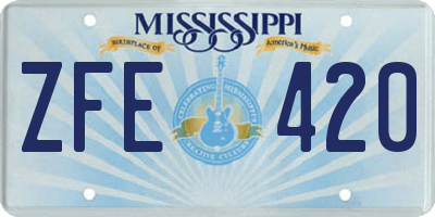 MS license plate ZFE420