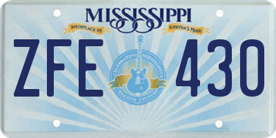 MS license plate ZFE430