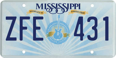MS license plate ZFE431
