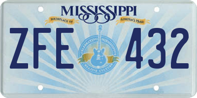 MS license plate ZFE432