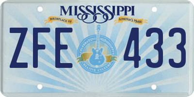 MS license plate ZFE433