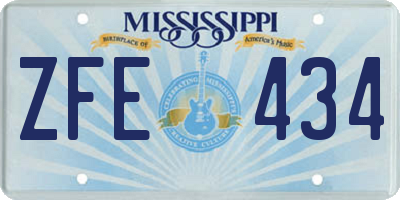 MS license plate ZFE434
