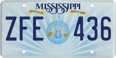 MS license plate ZFE436