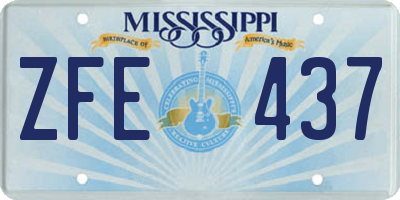 MS license plate ZFE437