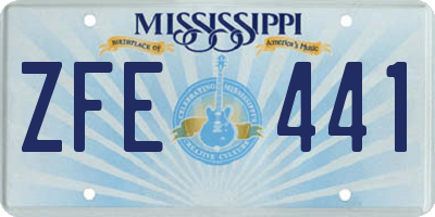 MS license plate ZFE441