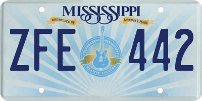 MS license plate ZFE442