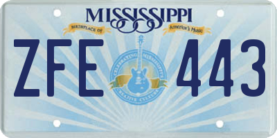 MS license plate ZFE443