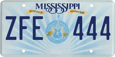 MS license plate ZFE444