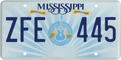 MS license plate ZFE445
