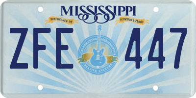 MS license plate ZFE447