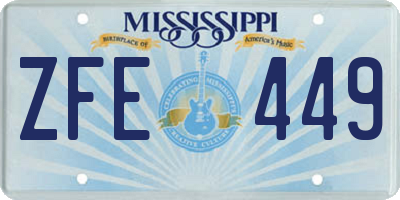 MS license plate ZFE449