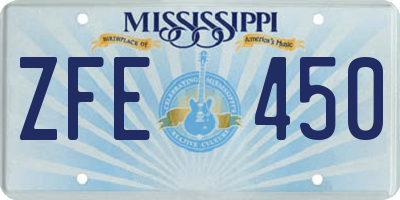 MS license plate ZFE450