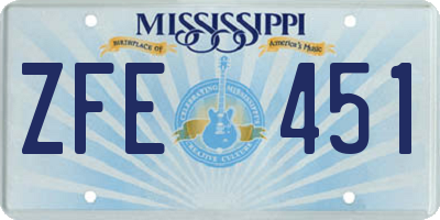MS license plate ZFE451