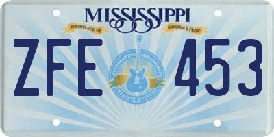MS license plate ZFE453