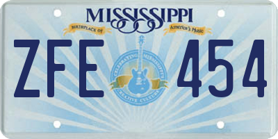 MS license plate ZFE454