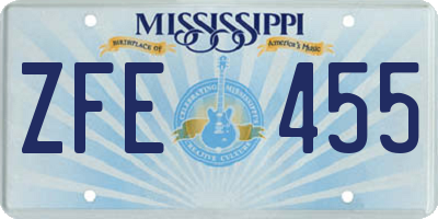 MS license plate ZFE455