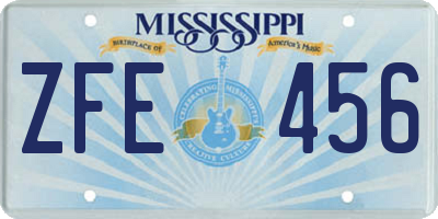 MS license plate ZFE456