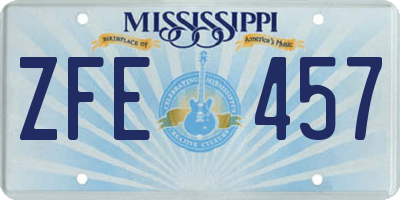 MS license plate ZFE457