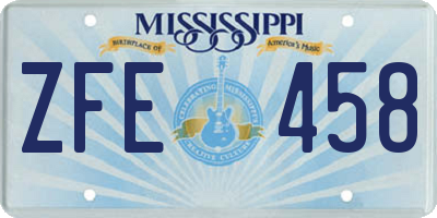 MS license plate ZFE458