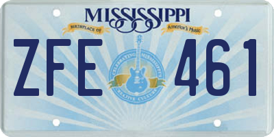 MS license plate ZFE461