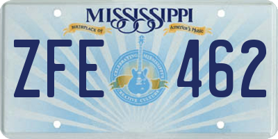 MS license plate ZFE462