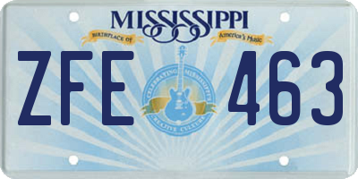 MS license plate ZFE463