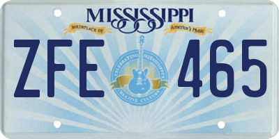MS license plate ZFE465