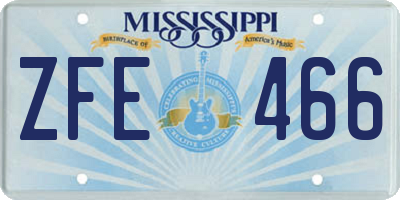 MS license plate ZFE466