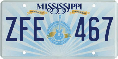 MS license plate ZFE467