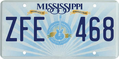 MS license plate ZFE468