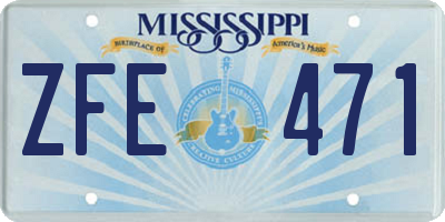 MS license plate ZFE471