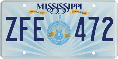 MS license plate ZFE472