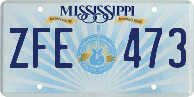 MS license plate ZFE473