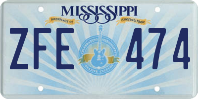 MS license plate ZFE474