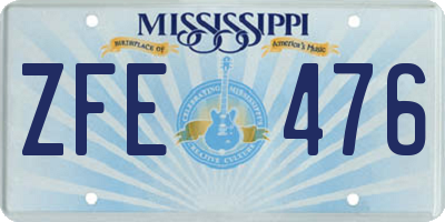 MS license plate ZFE476