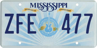 MS license plate ZFE477