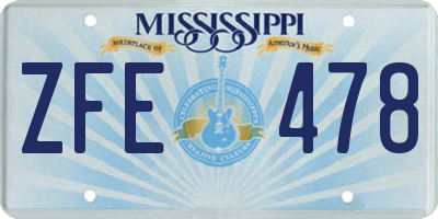 MS license plate ZFE478