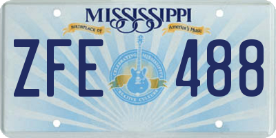 MS license plate ZFE488