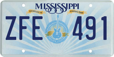 MS license plate ZFE491