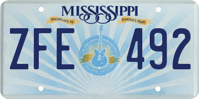 MS license plate ZFE492