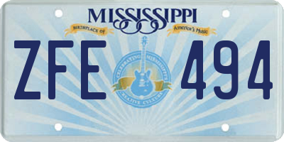 MS license plate ZFE494