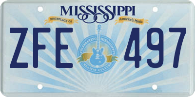 MS license plate ZFE497