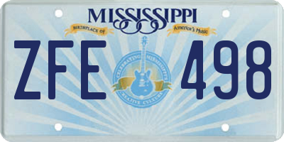 MS license plate ZFE498