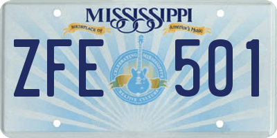 MS license plate ZFE501