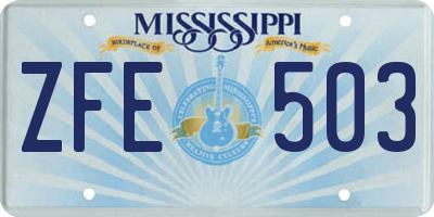 MS license plate ZFE503