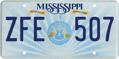 MS license plate ZFE507