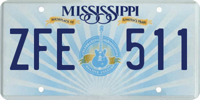 MS license plate ZFE511