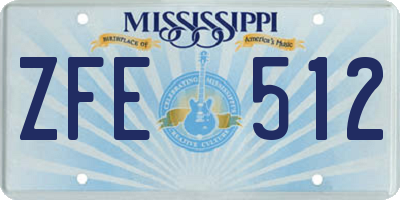 MS license plate ZFE512