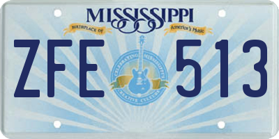 MS license plate ZFE513