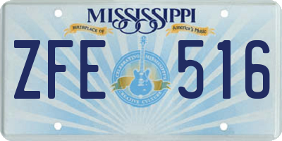 MS license plate ZFE516